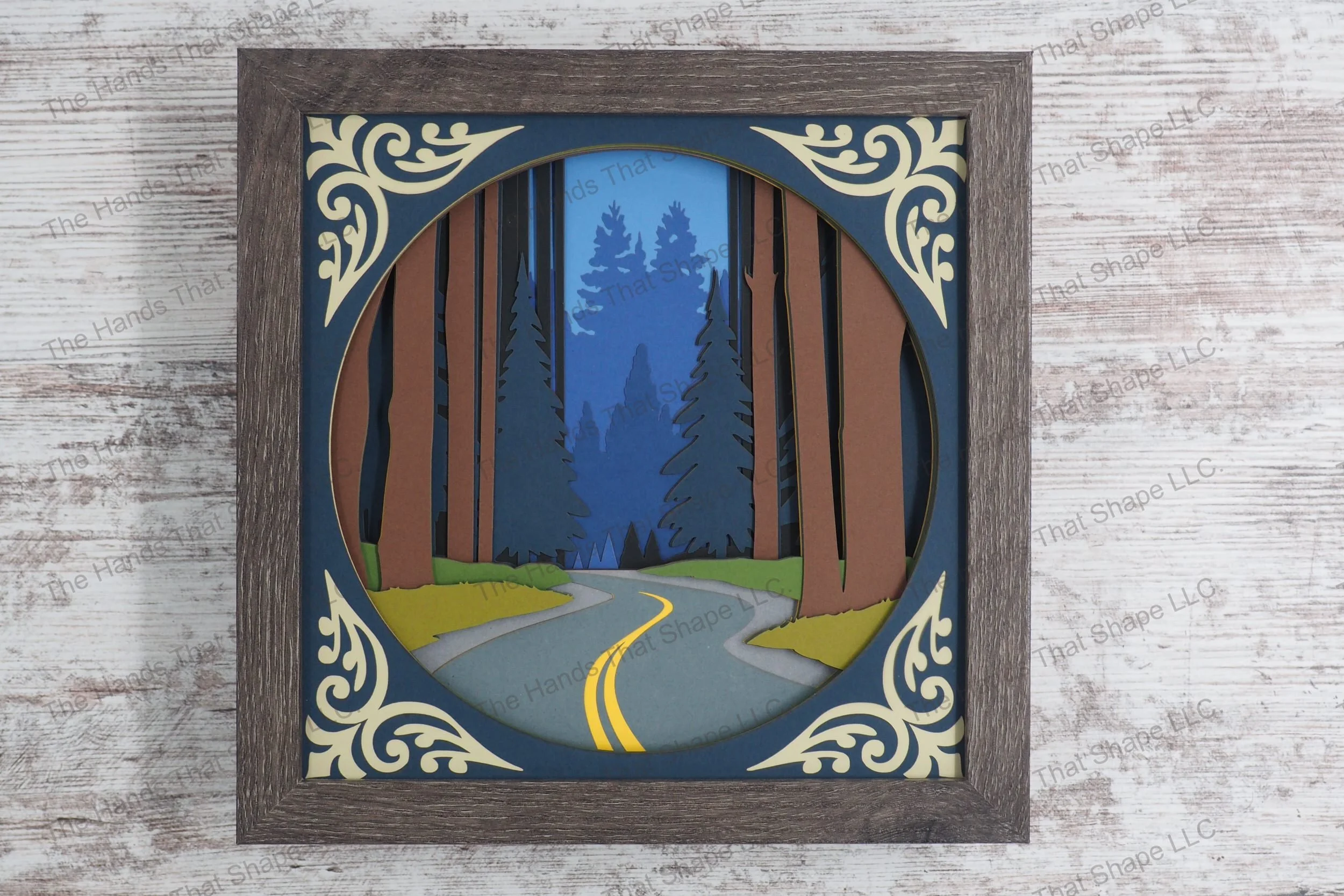 Northern Light Howling Wolf Layered Paper Art Shadow Box